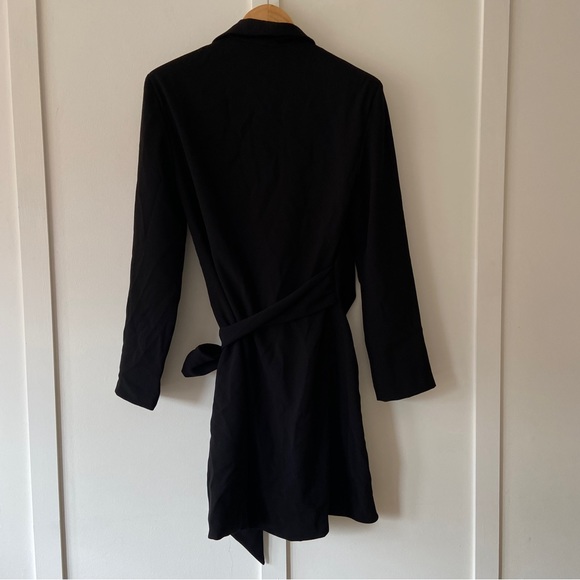 Zara Black Wrap dress with padded shoulders - Size Medium - Picture 6 of 6